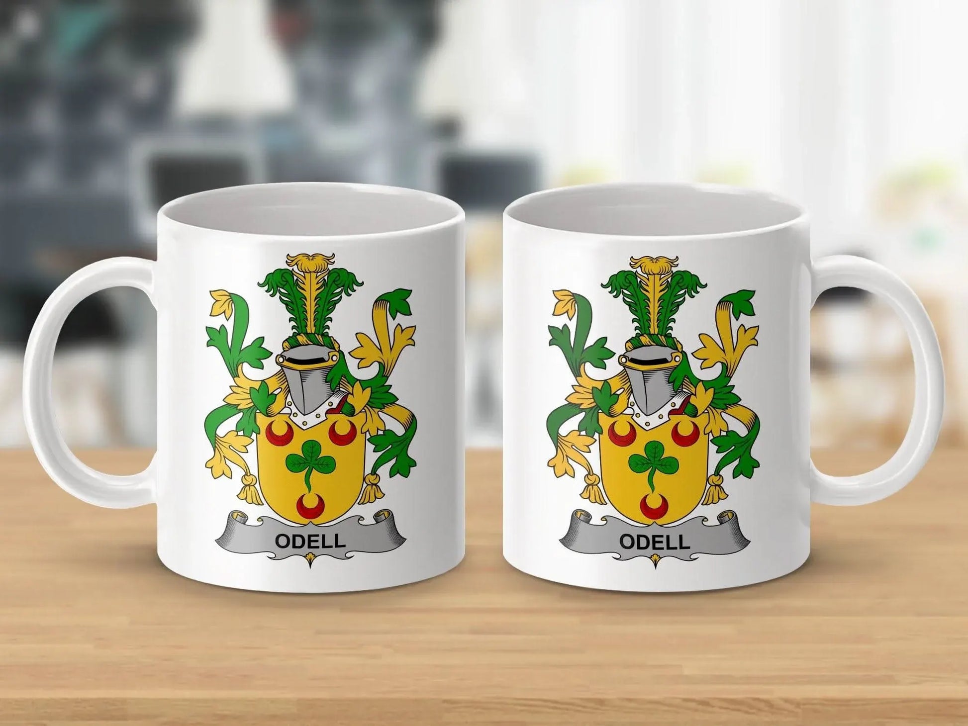 Odell Family Crest Shield Emblem Coat of Arms Mug - Celtic Ancestry Gifts
