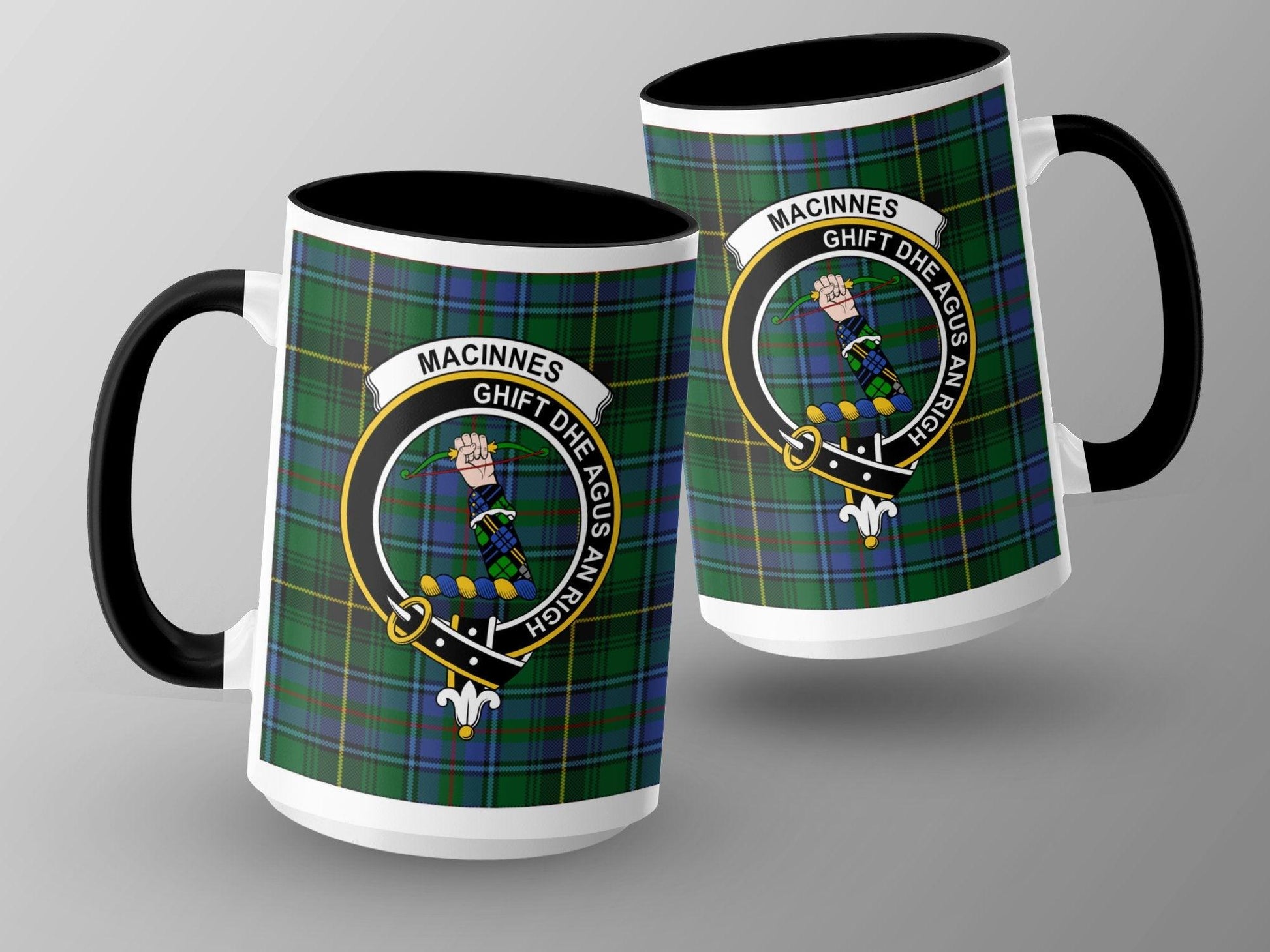 MacInnes Scottish Clan Tartan Plaid Badge Logo Mug - Living Stone Gifts