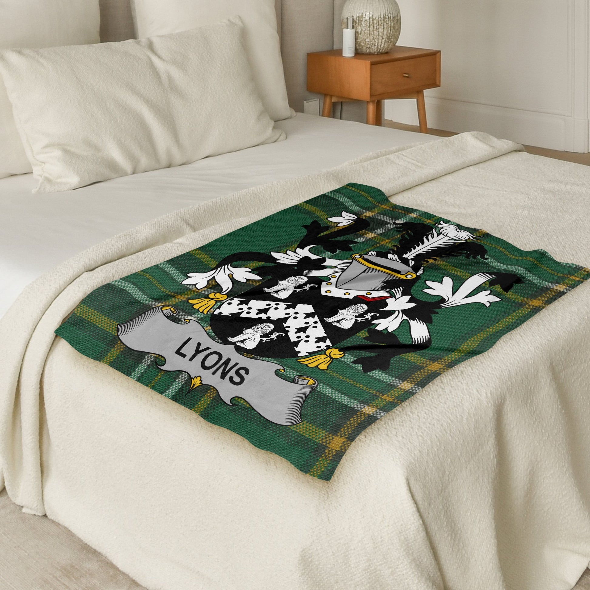 Lyons Surname Irish Tartan Throw Blanket - Living Stone Gifts