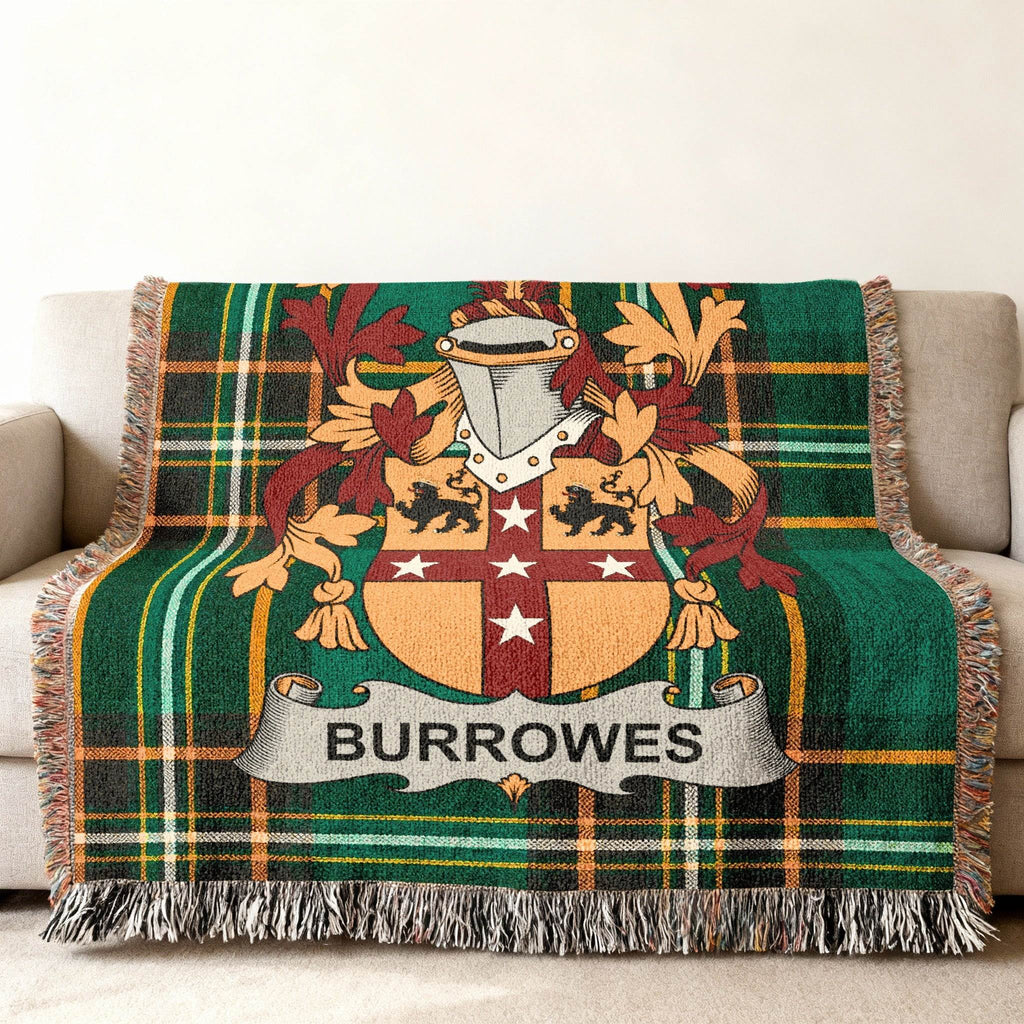 Burrowes Family Crest Plaid Tartan Green Blanket product type
