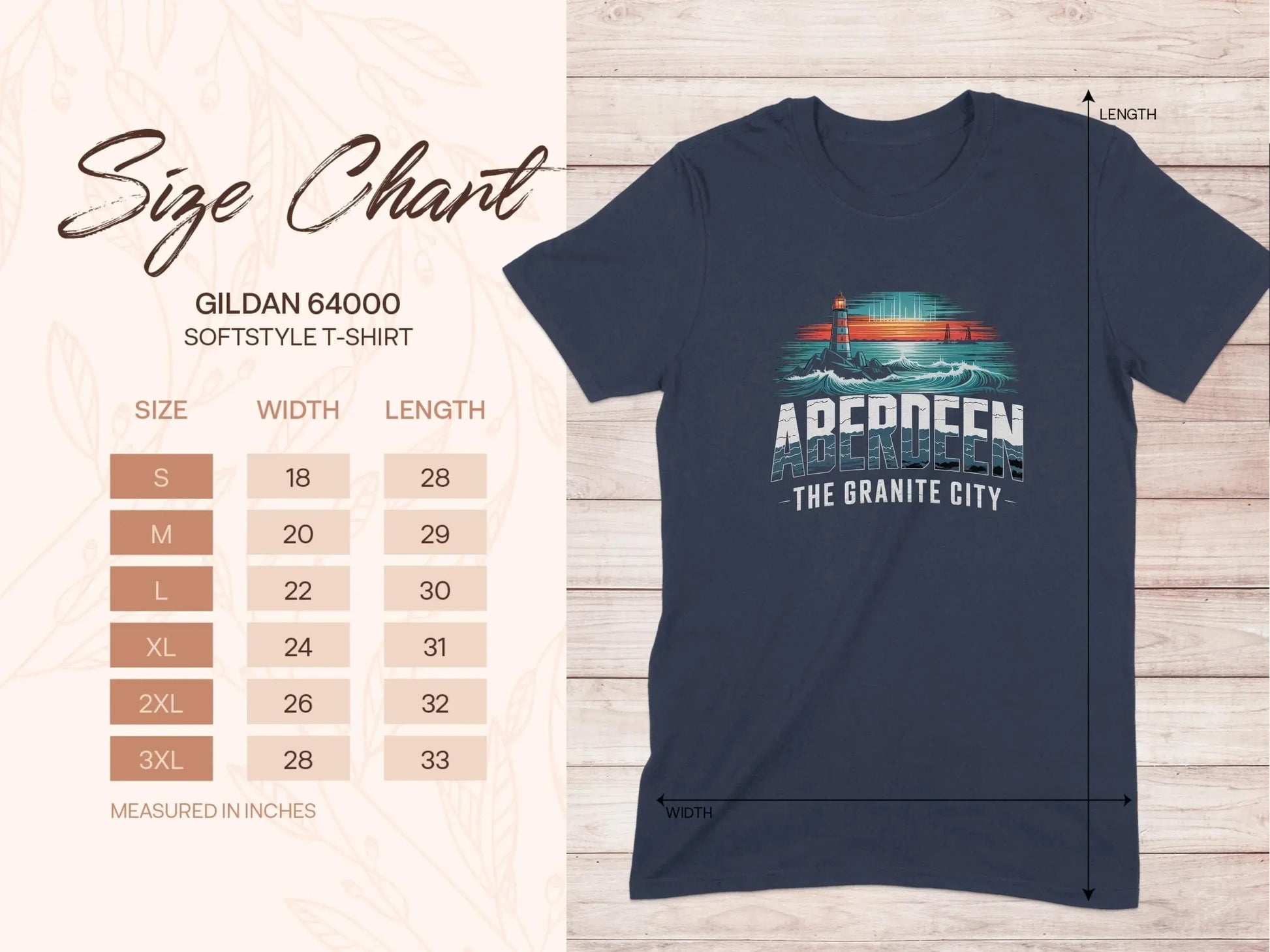 Aberdeen The Granite City Nautical Lighthouse Illustration T-Shirt - Celtic Ancestry Gifts