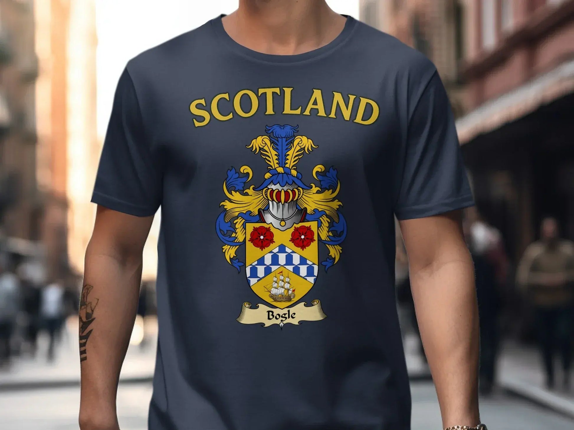 Scotland with Bosie Family Crest Design T-Shirt product