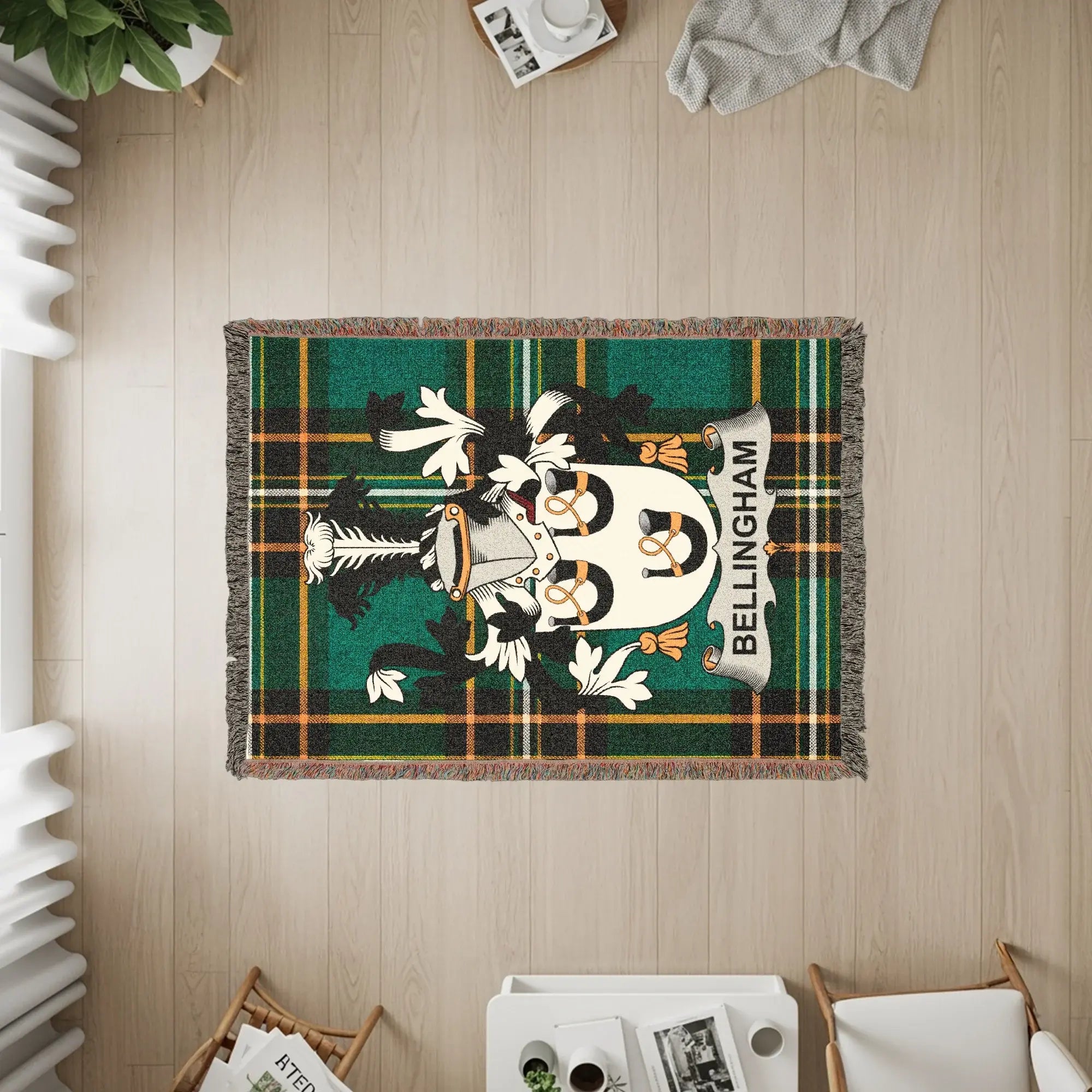 Bellingham Crest Green Plaid Tartan Woven Throw product type