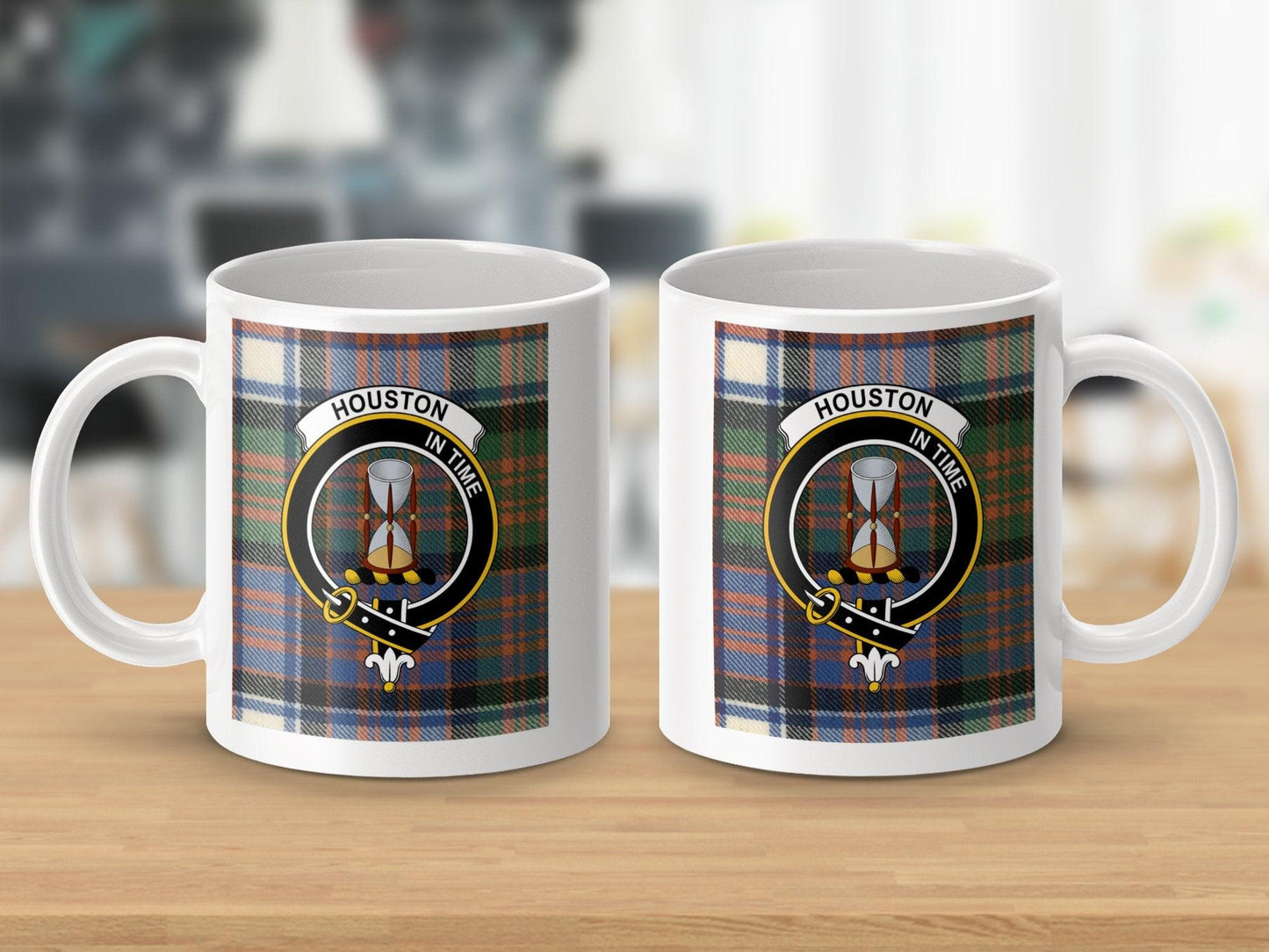 Houston In Time Crest Plaid Tartan Clan Scottish Mug - Living Stone Gifts