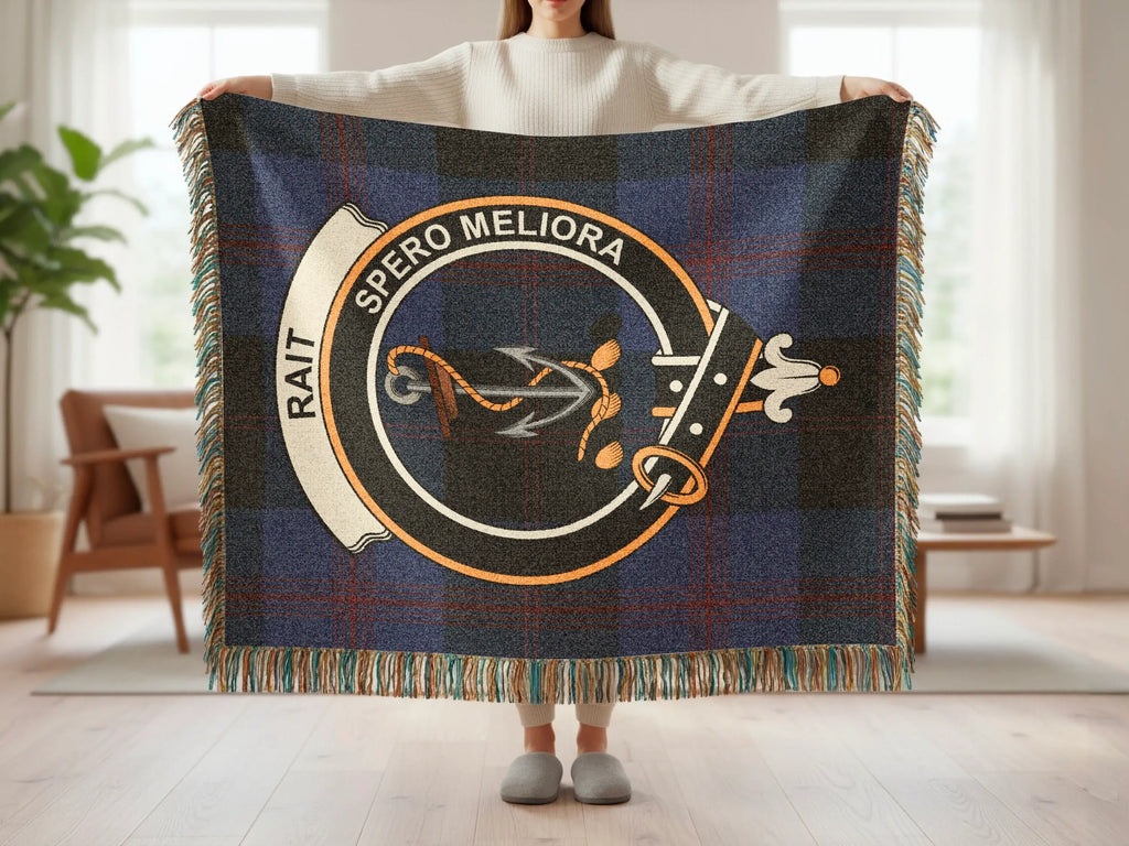Spero Meliora Rait Crest Design Fringed Blanket