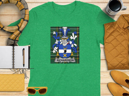Richardson Family Crest Tartan T-Shirt - Celtic Ancestry Gifts