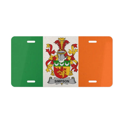 Custom Irish Flag Family Crest License Plate product