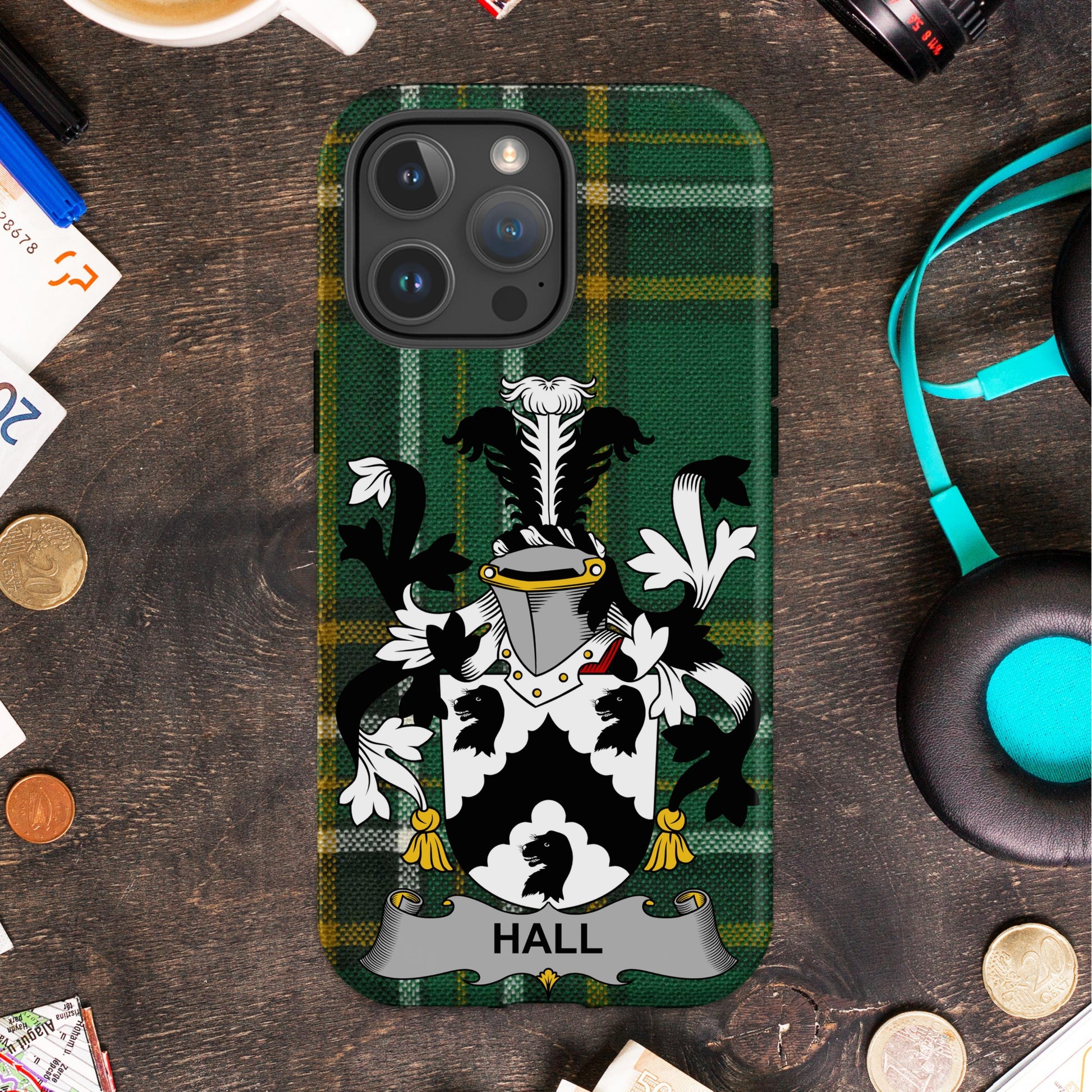 Hall surname Family Crest Plaid Cell Phone Cover - Celtic Ancestry Gifts