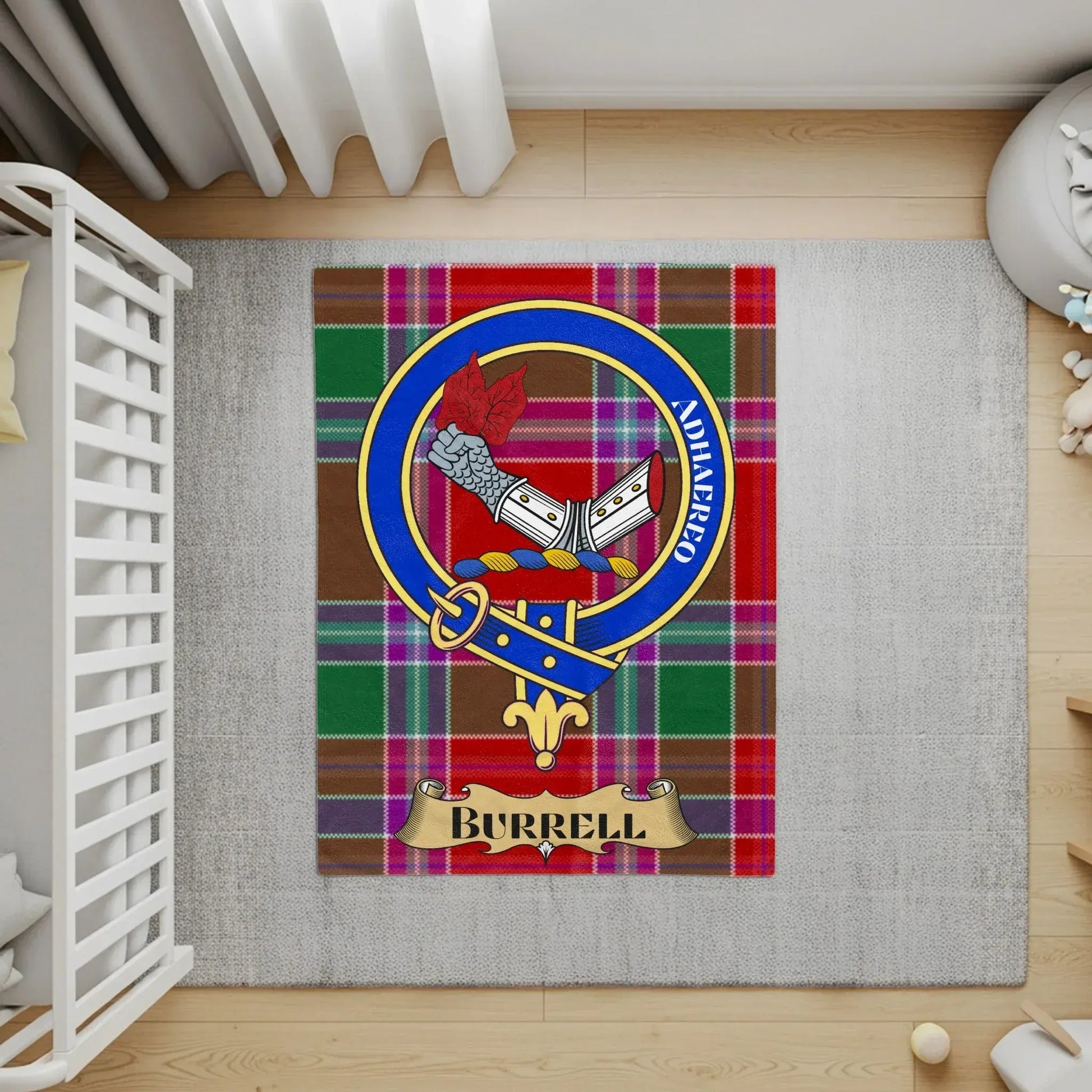 Burrell Clan Tartan Design with Family Crest product type