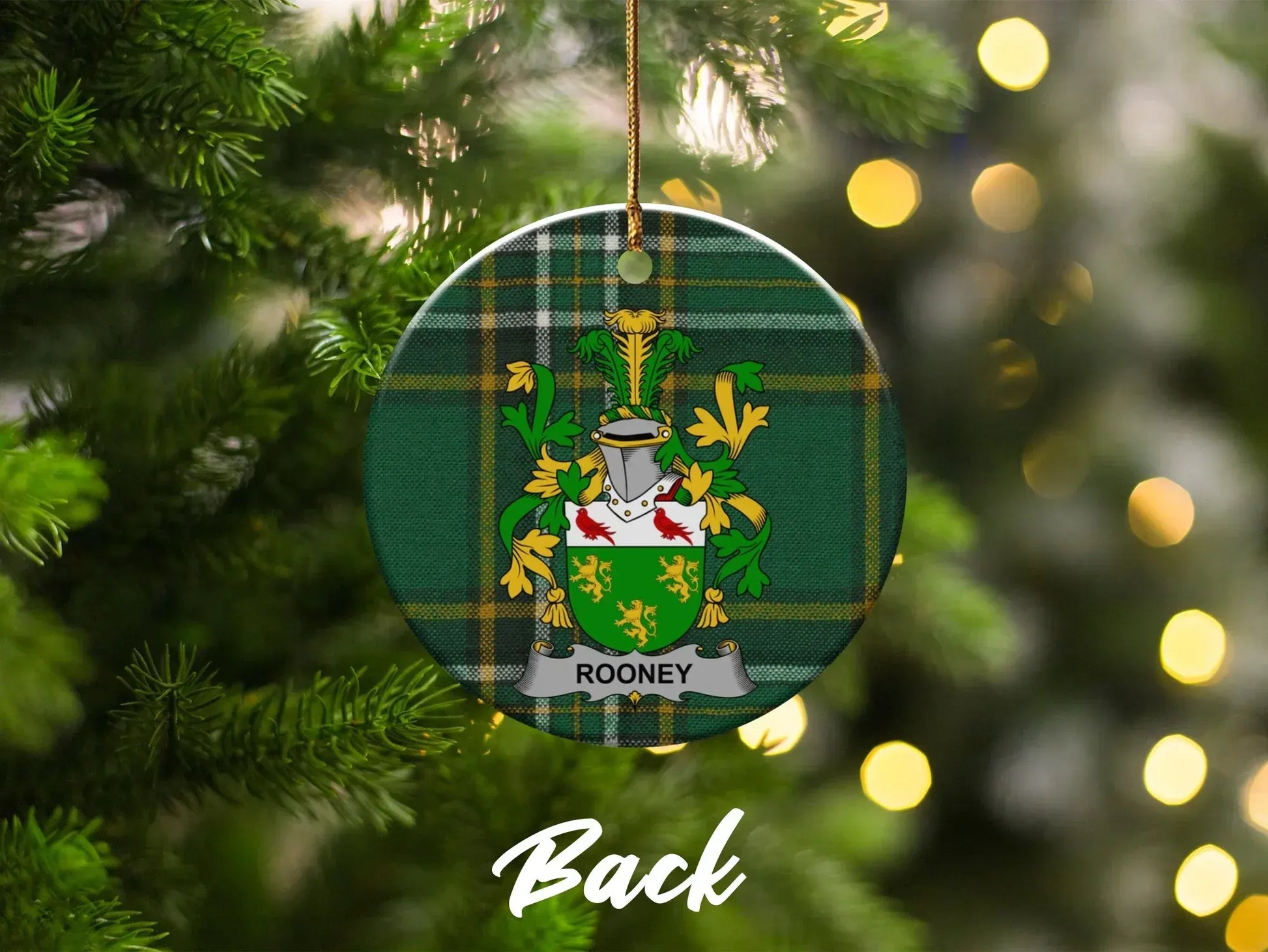 Custom Family Crest Round Christmas Tree Ornament product