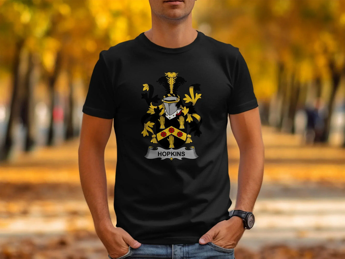 Hopkins Family Crest Printed Unisex Tshirt Product