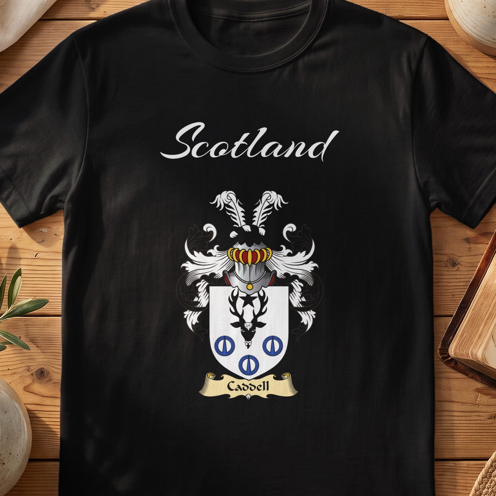 Caddell Scottish family shield T-shirt in Black