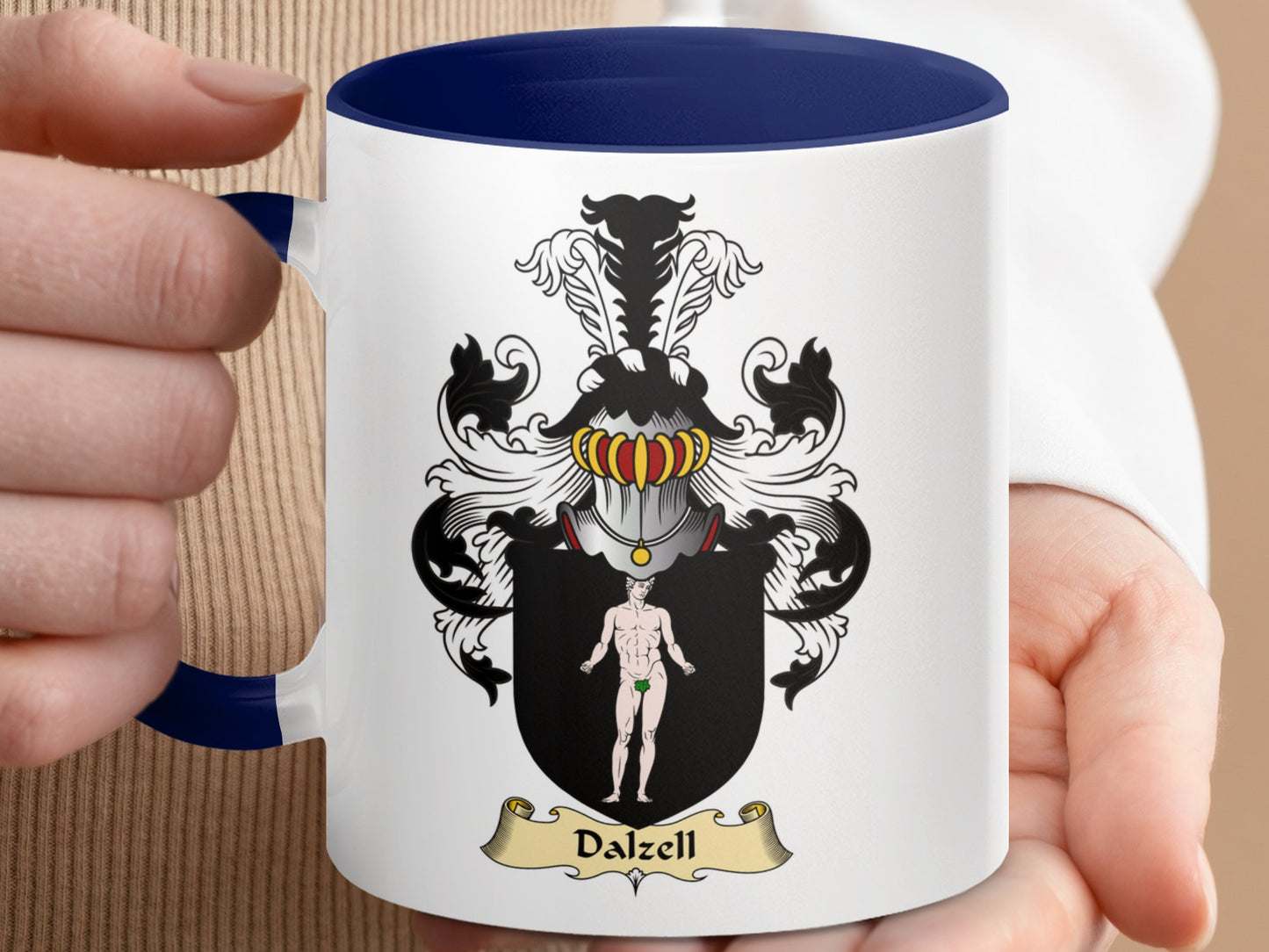 Clan Dalzell Scottish Coat of Arms Accent Coffee Mug - Living Stone Gifts