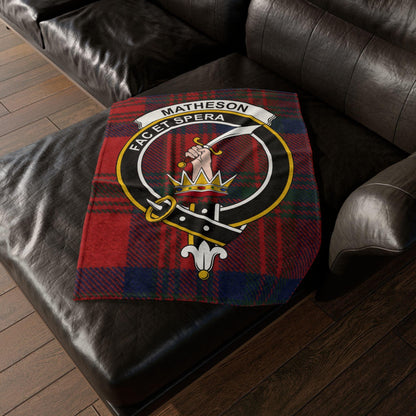 Matheson Clan Tartan Blanket – Scottish Crest Throw, Soft & Cozy