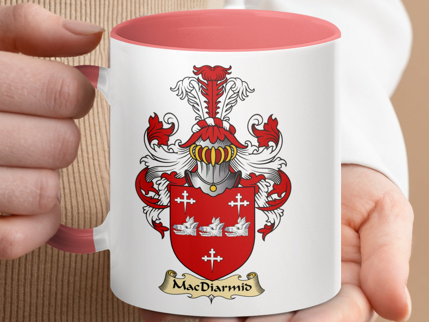 MacDiarmid Family Crest Coat of Arms Emblem Mug - Living Stone Gifts