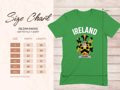 Ireland Graphic T-Shirt Size Chart Details Included