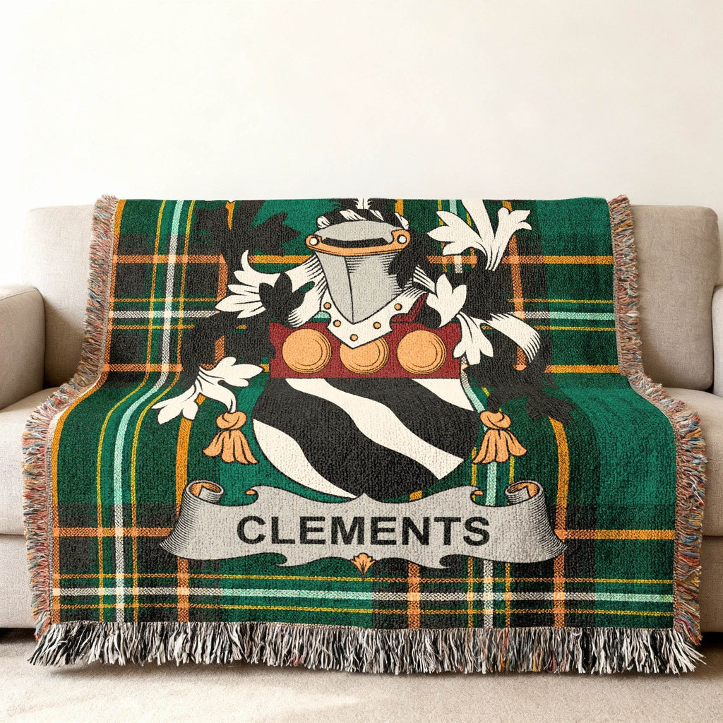 CLEMENTS Family Crest Tartan Plaid Pattern throw blanket