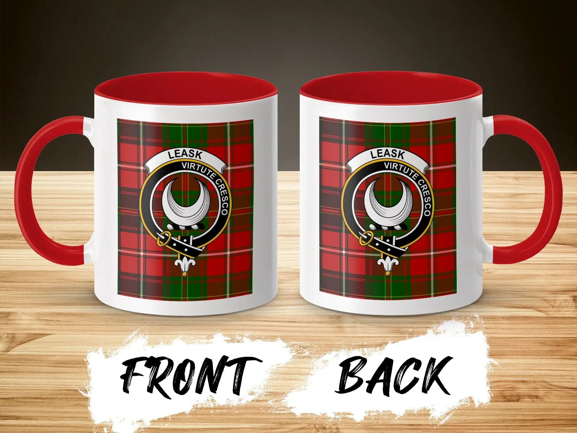 Leask Virtute Cresco Plaid Design Mug