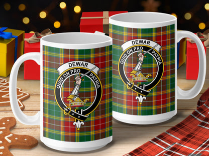 Clan Dewar Scottish Tartan Family Crest Mug - Living Stone Gifts