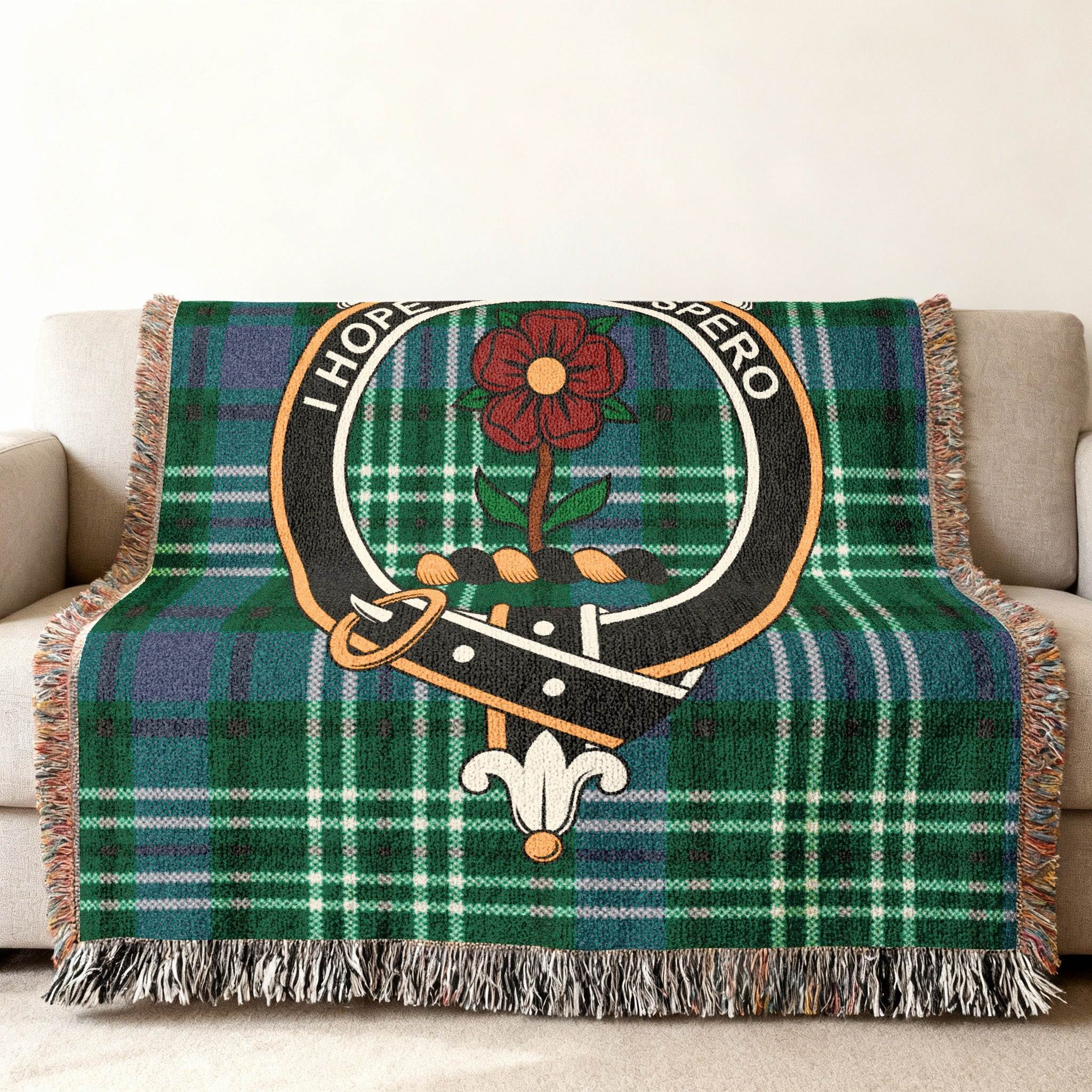 I Hope to Prosper Green Plaid Throw Blanket Product