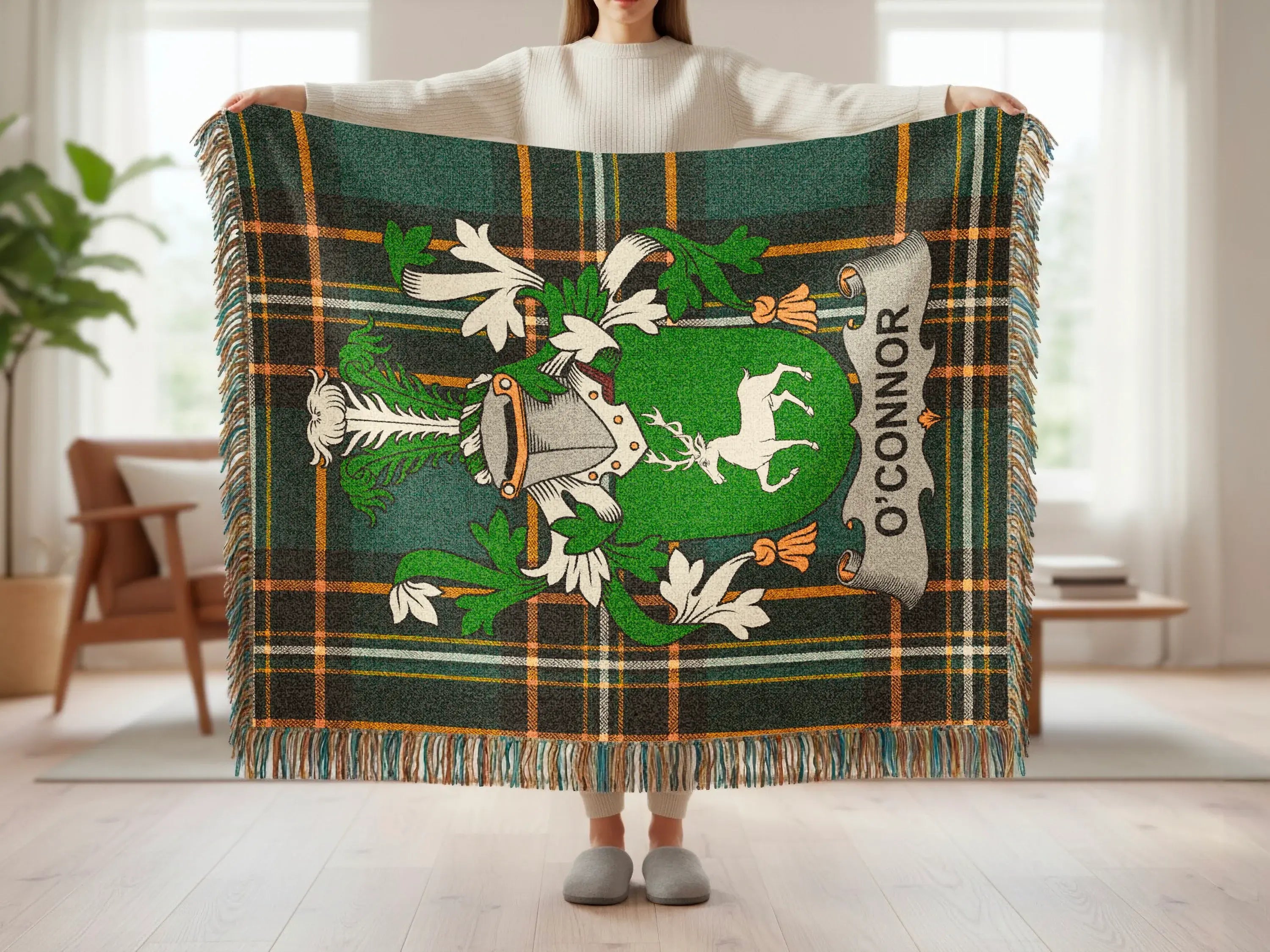 O'Connor Tartan Plaid Family Crest Deer Design Blanket product type