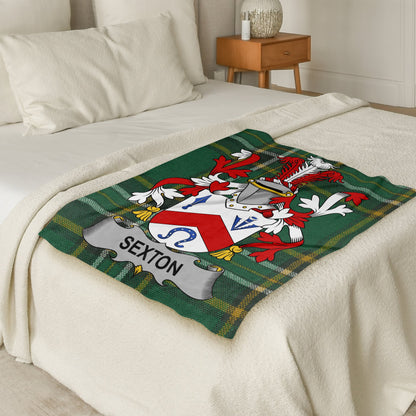 Sexton Surname Irish Tartan Throw Blanket - Living Stone Gifts