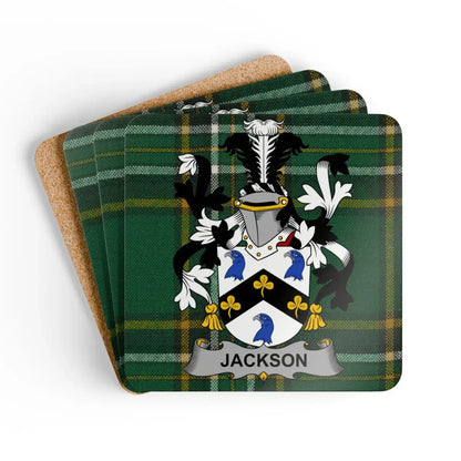 Jackson Family Crest Green Plaid Coasters product