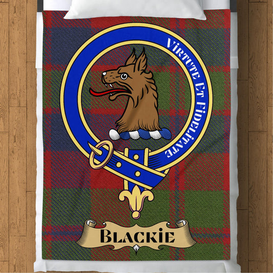 Scottish Clan Blackie Crest Tartan Throw Blanket - Living Stone Gifts