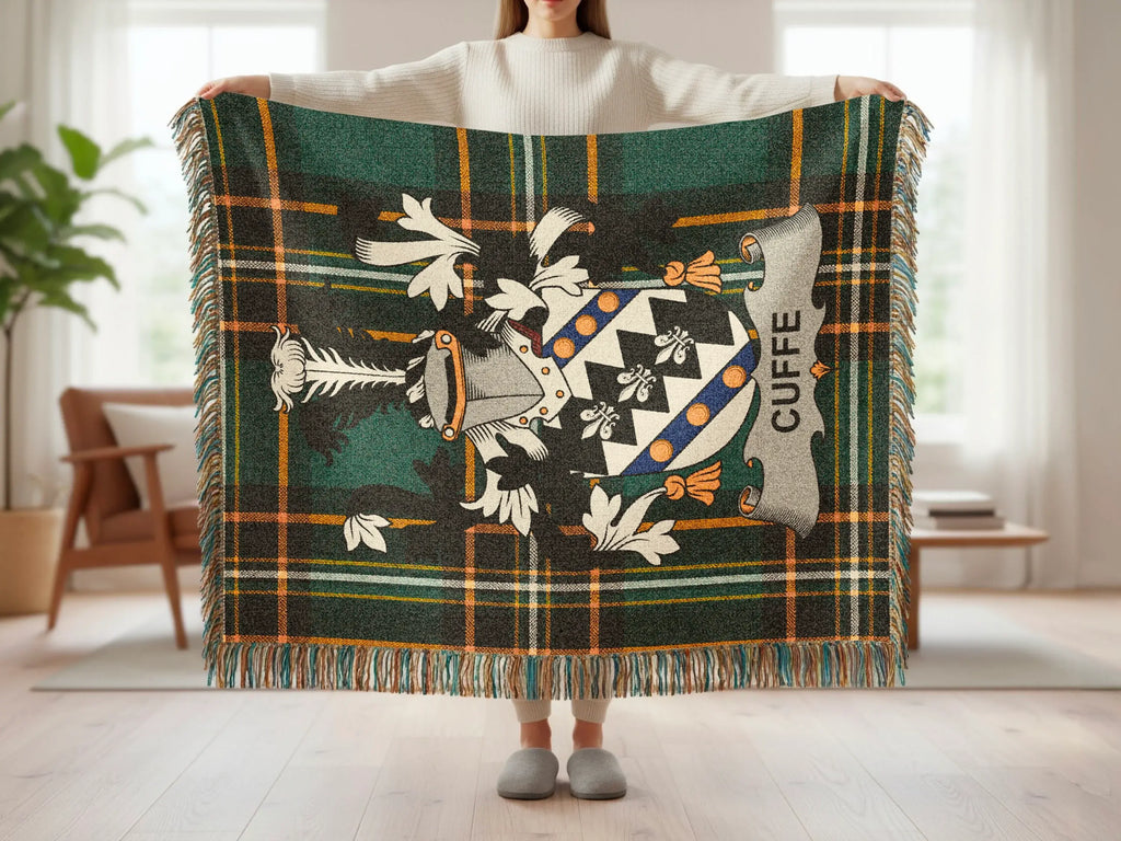 Cuffe Clan Crest Green Plaid Custom Throw Blanket product type