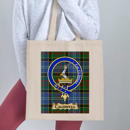 Caldwell Clan Crest Fac Et Spera Scottish Tote Bag - Living Stone Gifts