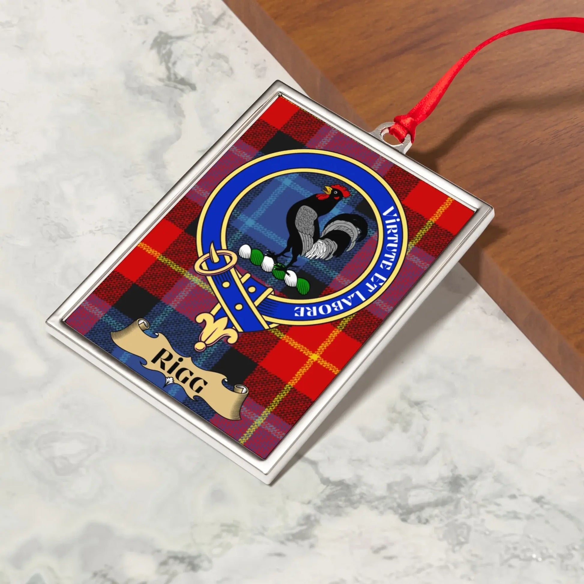 Virtute et Labore Rigg Tartan Plaid Decorative Ornament