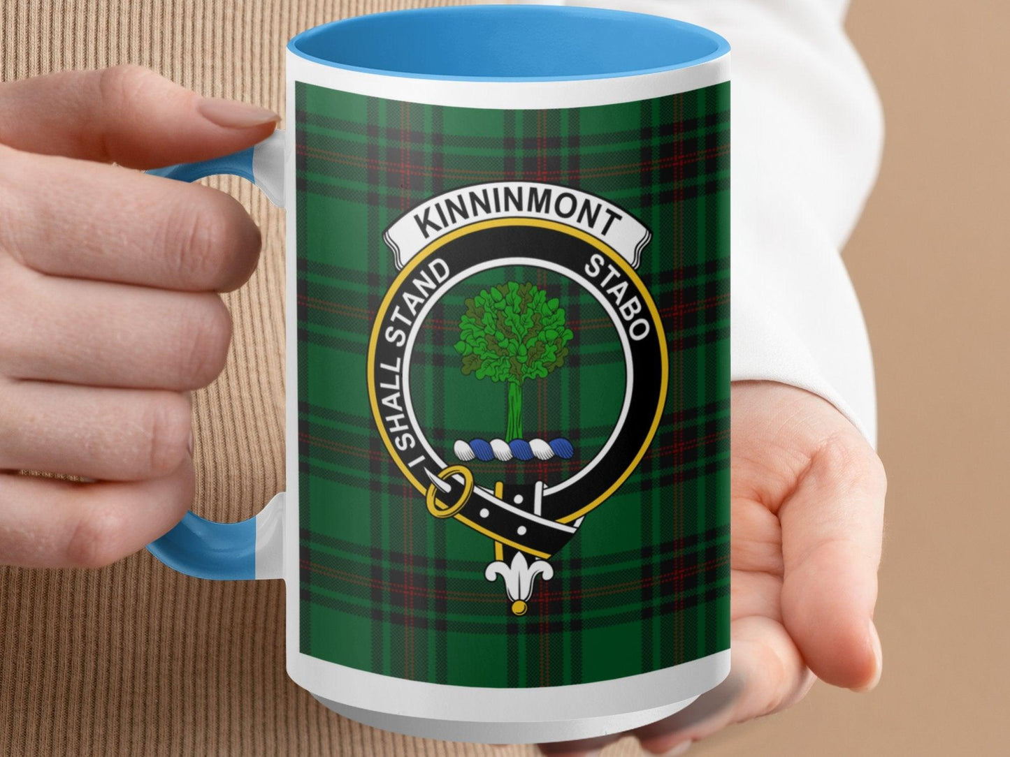 Traditional Scottish Kinninmont Clan Crest Tartan Mug - Living Stone Gifts