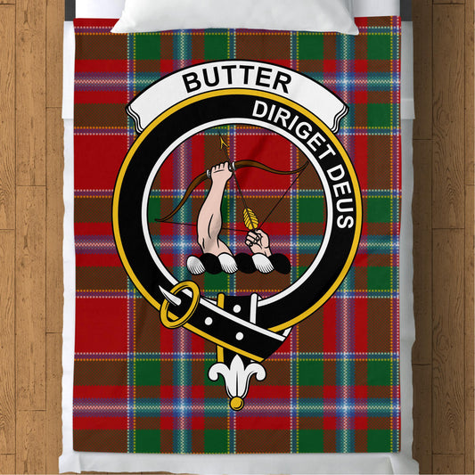 Scottish Clan Butter Crest Tartan Throw Blanket - Living Stone Gifts