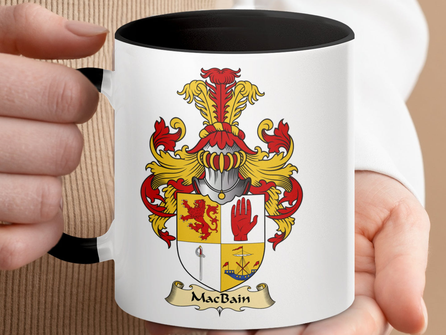 MacBain Family Crest Heraldic Emblem Coffee Mug - Living Stone Gifts