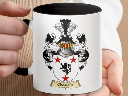 Chessells Scottish Clan Emblem Family Crest Accent Mug - Living Stone Gifts