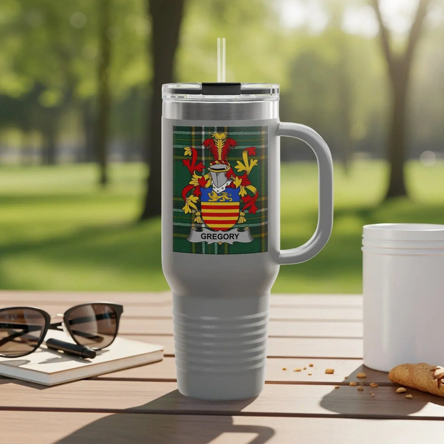 Personalized Family Crest Tumbler with Handle product type