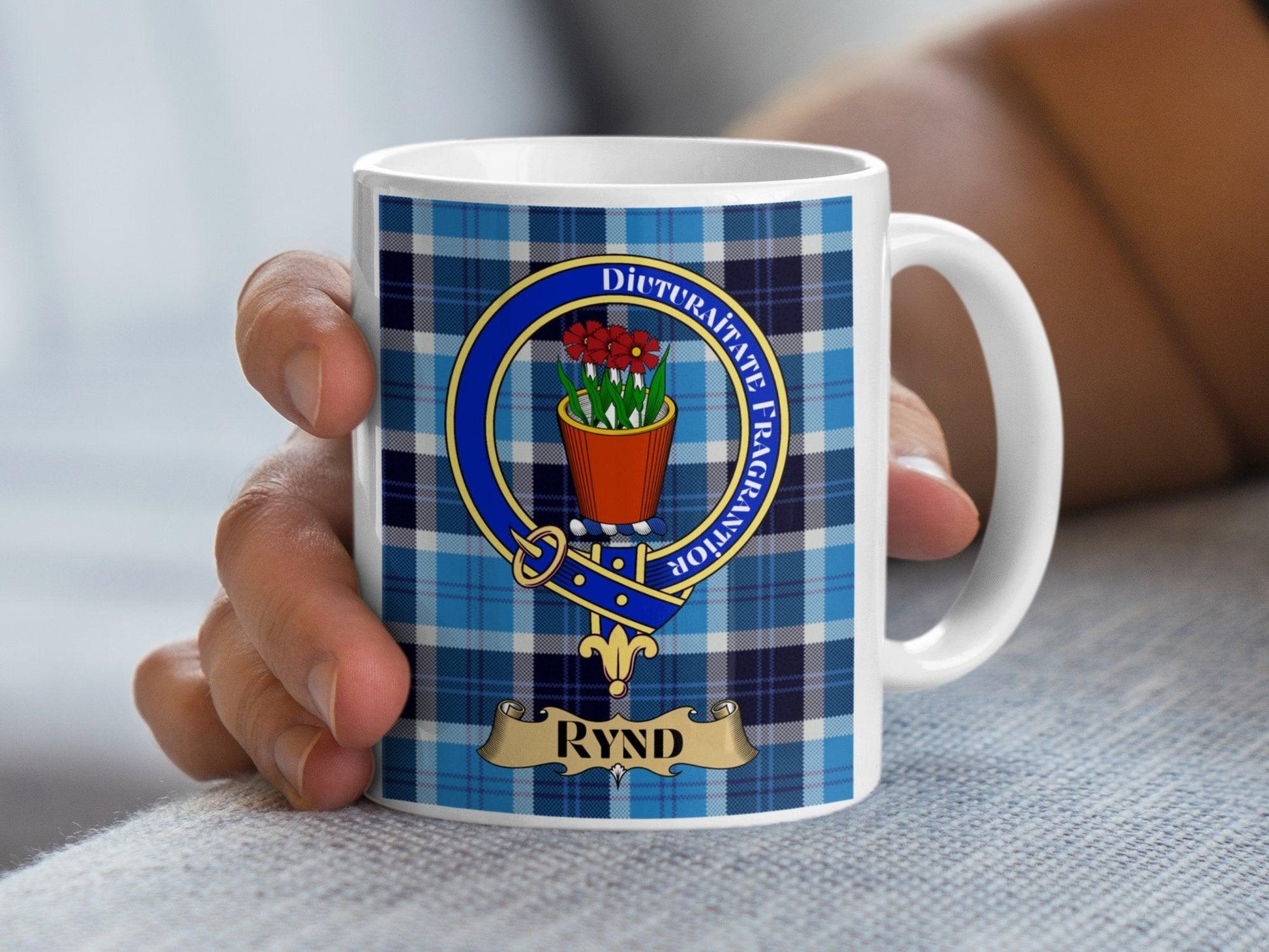 Rynd Scottish Clan Crest Tartan Pattern Mug - Living Stone Gifts