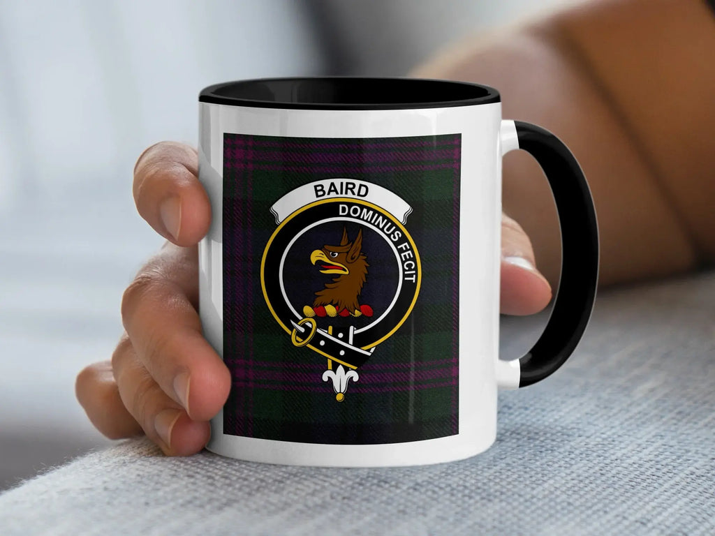 Baird Dominus Fecit Clan Crest Black Handle Mug