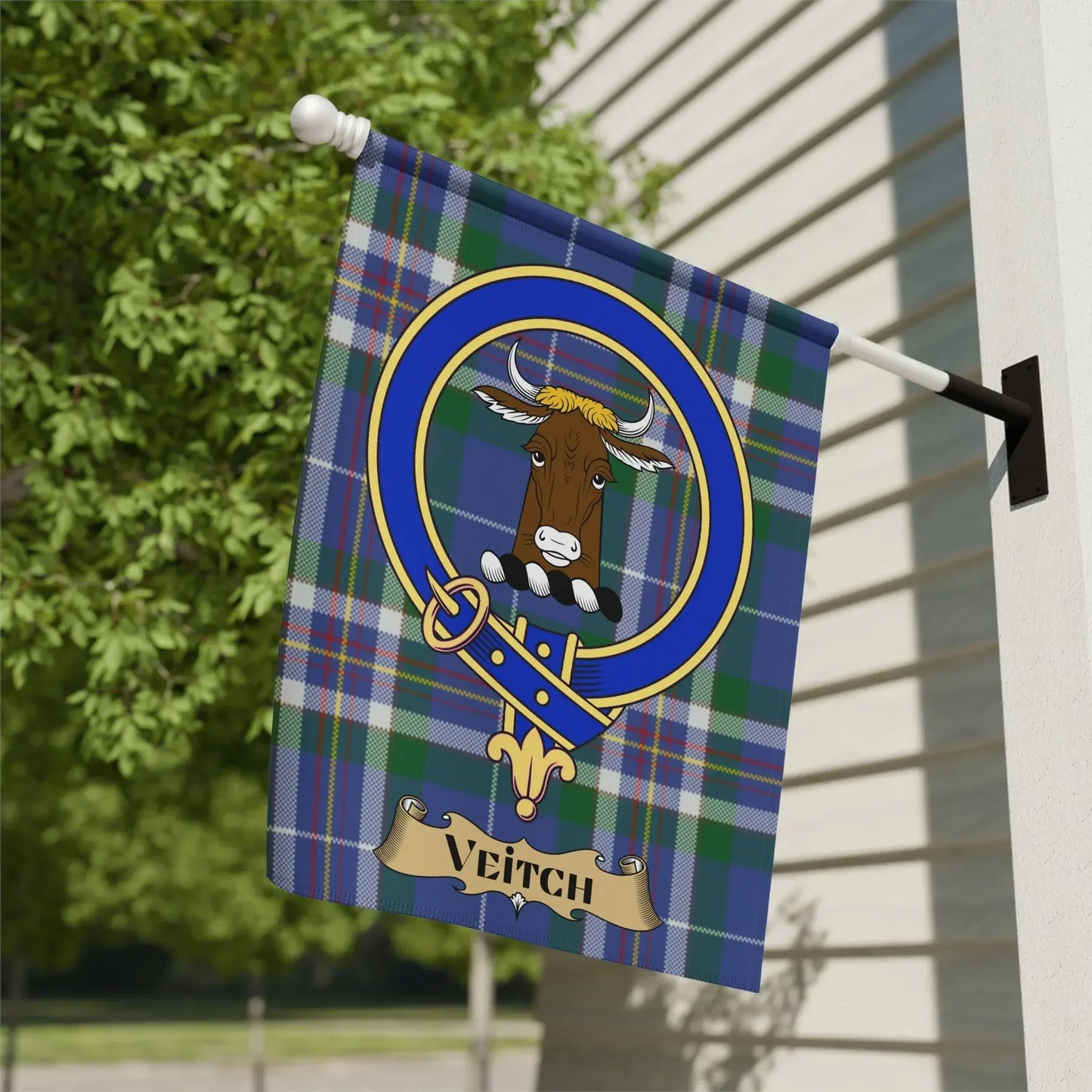 Veitch Tartan Flag with Bull Design Flag product