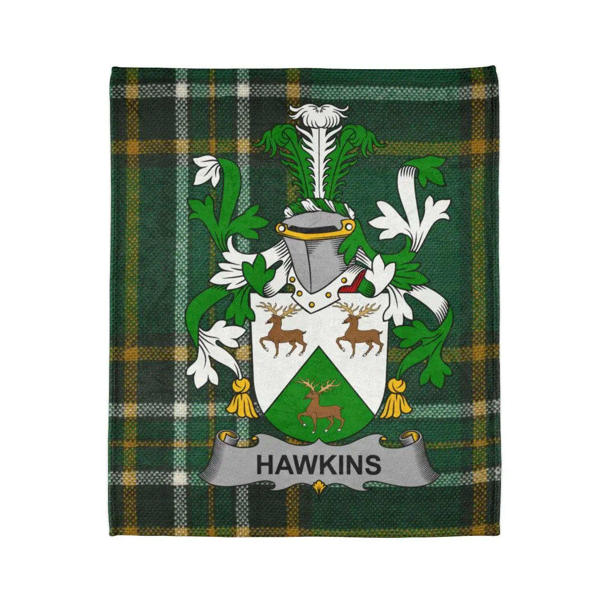 Hawkins Family Crest Plaid Throw Blanket product
