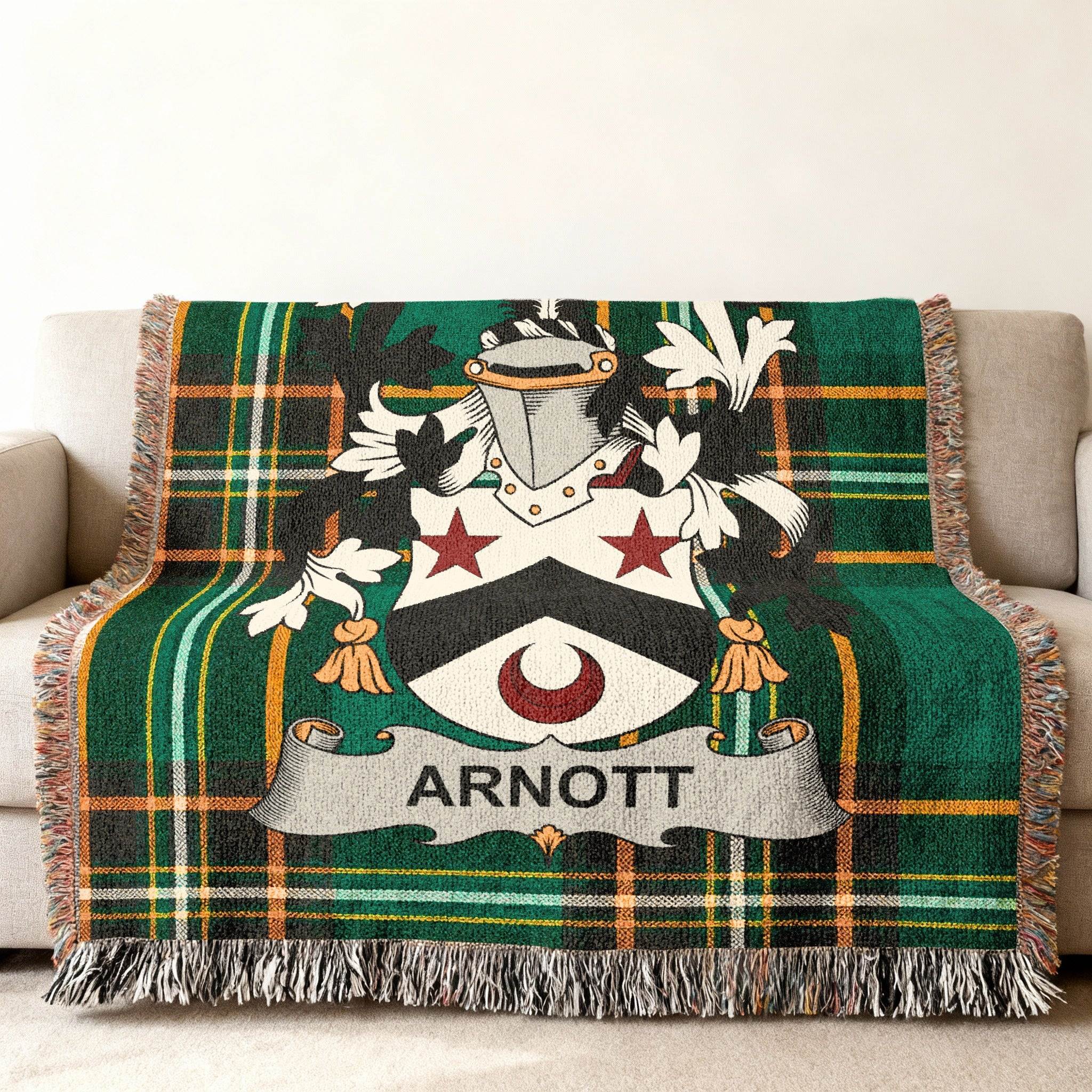 ARNOTT Coat Arms Green Plaid blanket product type