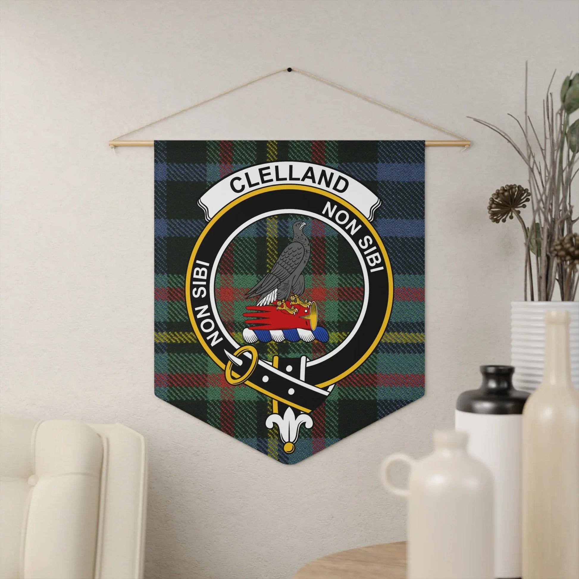 Clelland Tartan Plaque with Family Crest product type