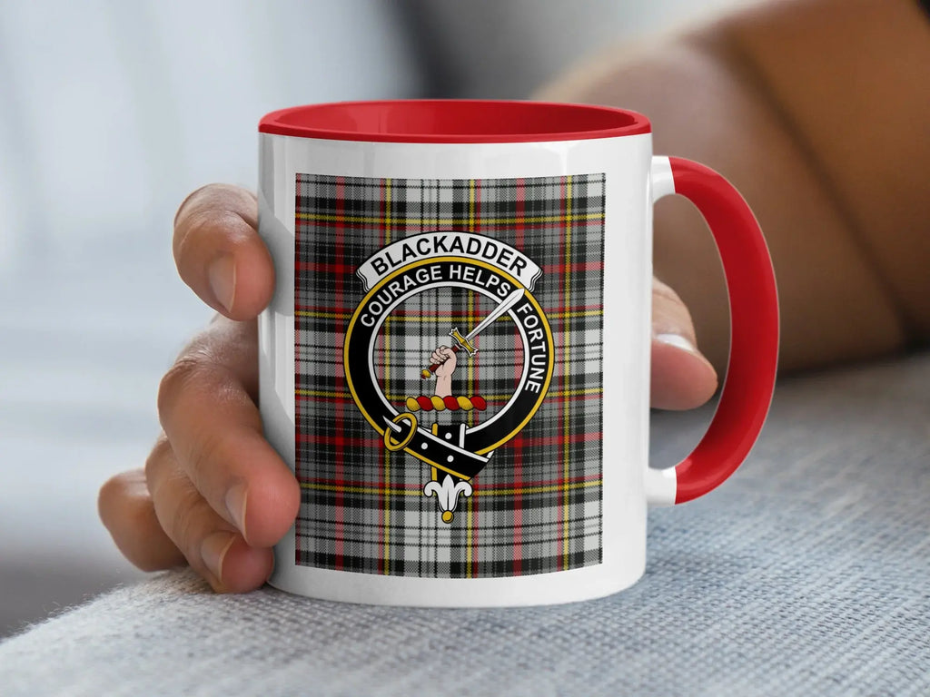 Blackadder Courage Helps Fortune Plaid Pattern Mug