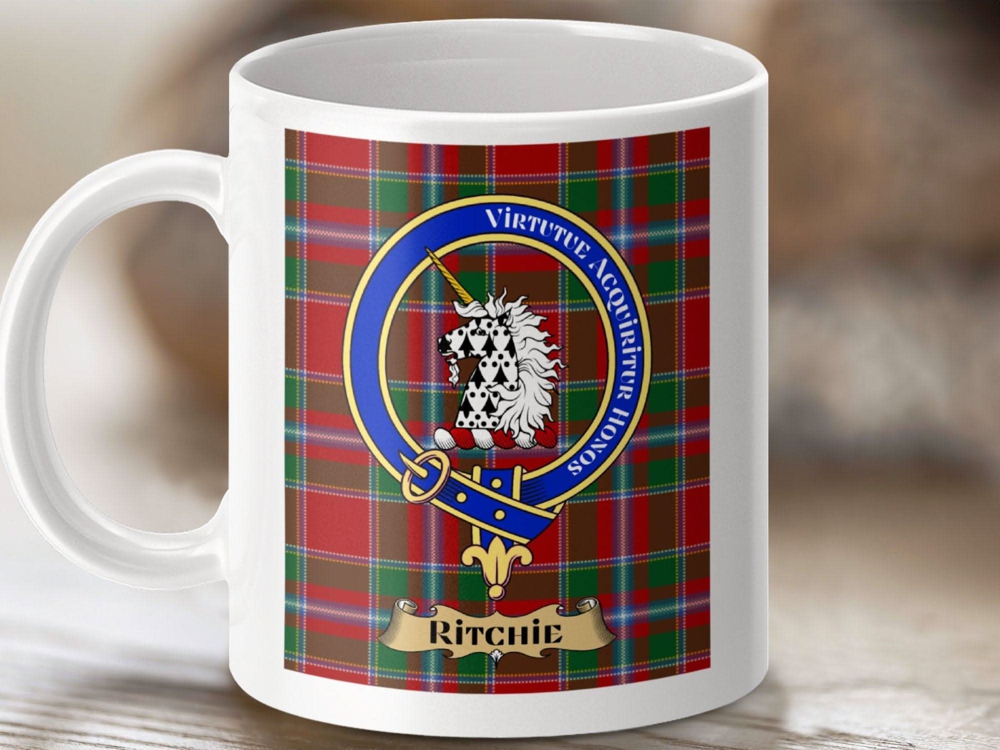 Ritchie Clan Tartan Mug with Family Crest product