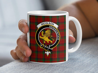 Nicolson Scottish Clan Crest Tartan Generositate Mug - Living Stone Gifts