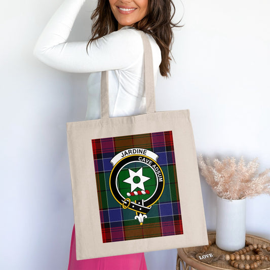 Jardine Cave Adsum Scottish Crest Tartan Tote Bag - Living Stone Gifts