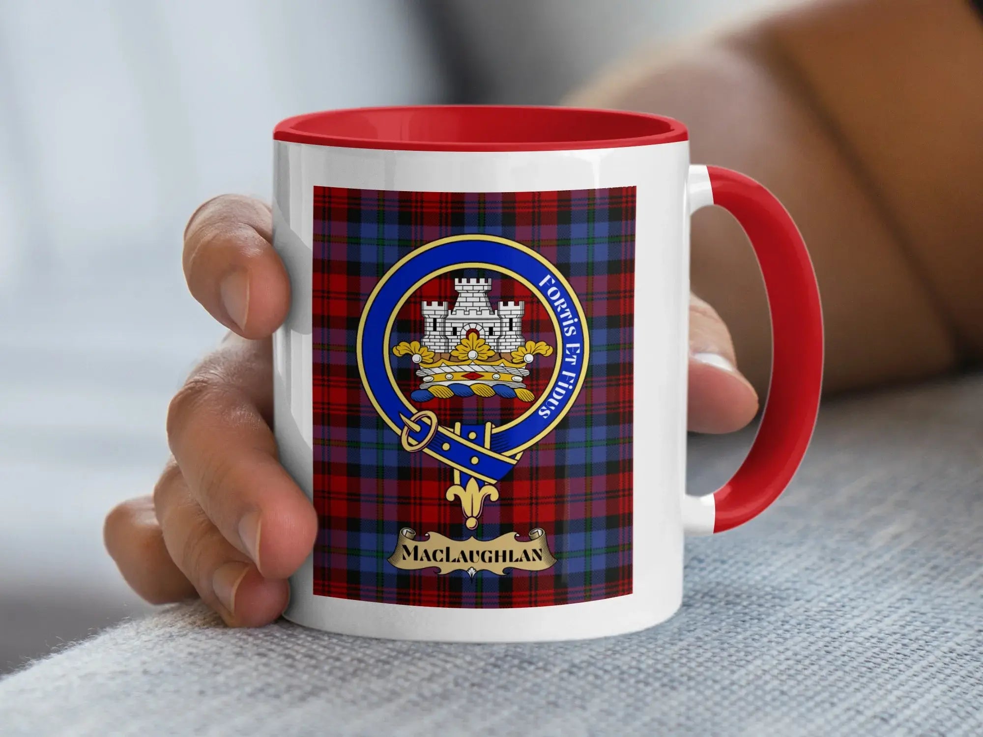 MacLaughlan family crest ceramic mug for everyday coffee and tea