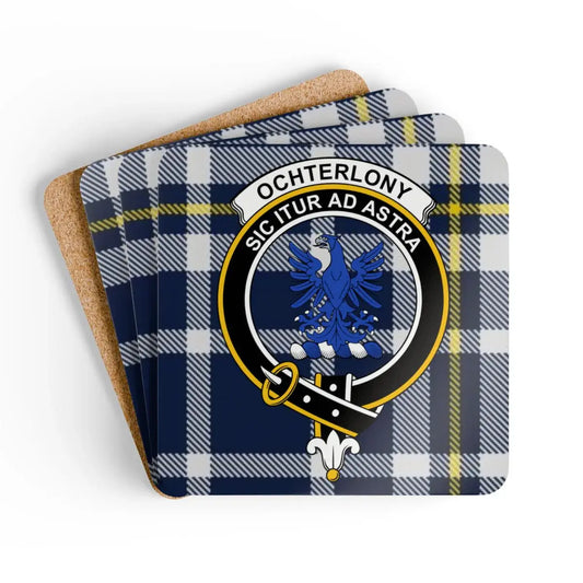 Ochterlony Family Crest Blue Plaid Coasters product type