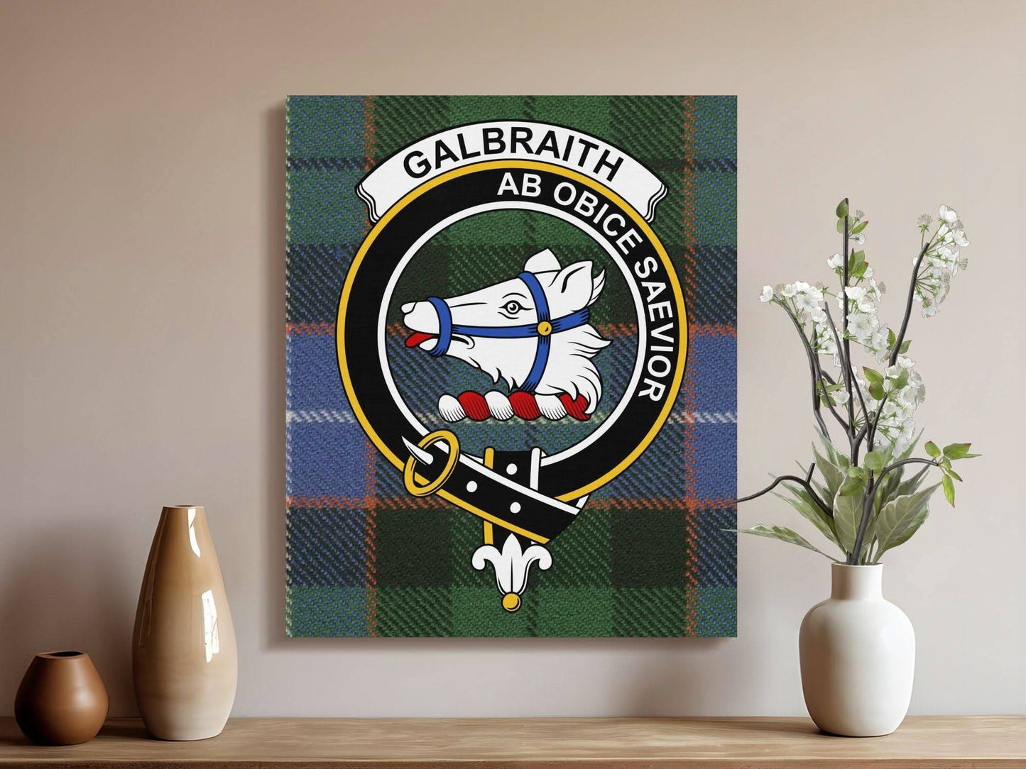 Galbraith Scottish Tartan Crest Wall Art Canvas - Celtic Ancestry Gifts