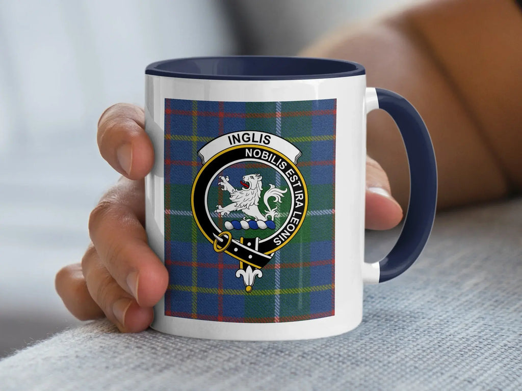 Clan Inglis Tartan Crest Mug with Slogan Design